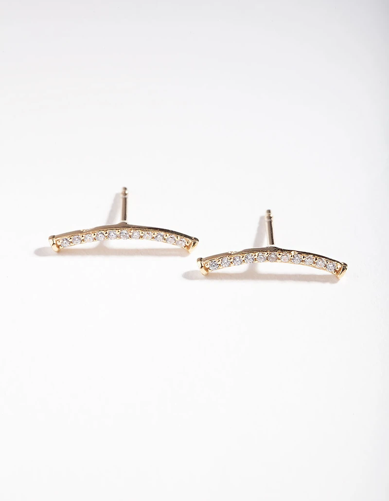Gold Plated Sterling Silver Fine Cubic Zirconia Crawler Earrings