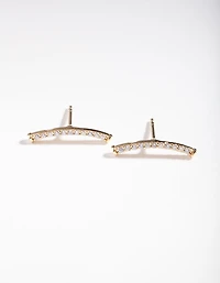 Gold Plated Sterling Silver Fine Cubic Zirconia Crawler Earrings