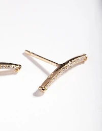 Gold Plated Sterling Silver Fine Cubic Zirconia Crawler Earrings