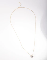 Gold Plated Sterling Silver 6mm Cubic Zirconia Halo Necklace