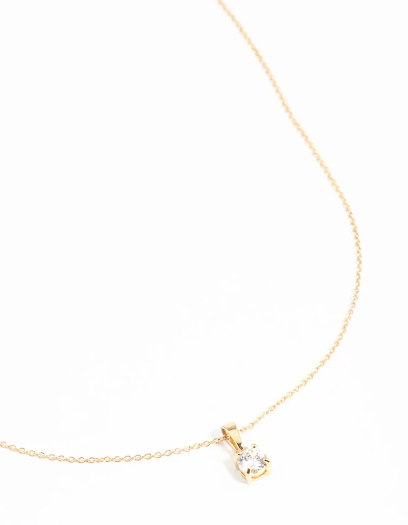 Gold Plated Sterling Silver Cubic Zirconia 1/2 Carat Bale Necklace
