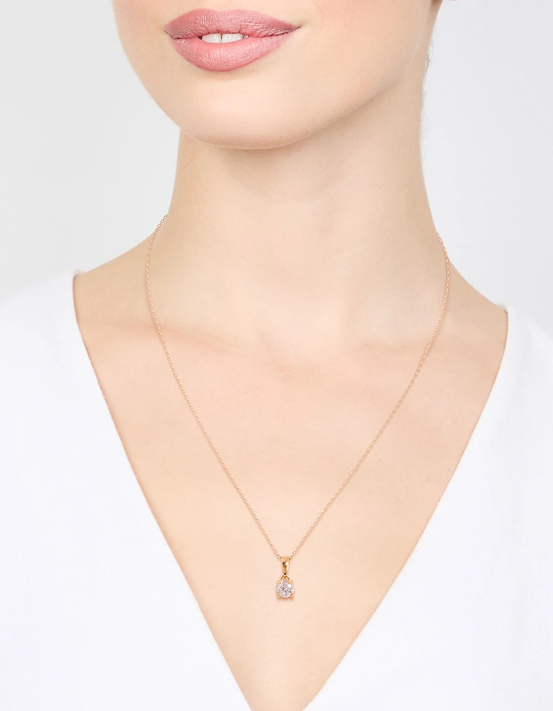 Gold Plated Sterling Silver Cubic Zirconia 1/2 Carat Bale Necklace