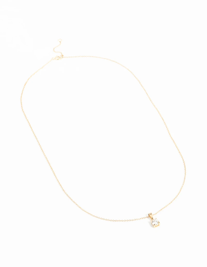Gold Plated Sterling Silver Cubic Zirconia 1/2 Carat Bale Necklace