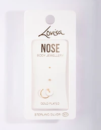 Gold Plated Sterling Silver Nose Hook Stud Pack