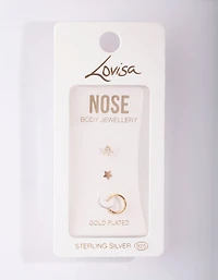Gold Plated Sterling Silver Star Nose Jewellery Pack