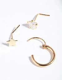Gold Plated Sterling Silver Star Nose Jewellery Pack