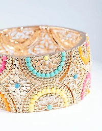 Antique Gold Bright Filigree Diamante Mix Bracelet
