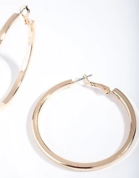 Gold Square Edge Hoop Earrings