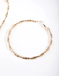 Gold Large Double Twisted Hoop Earrings