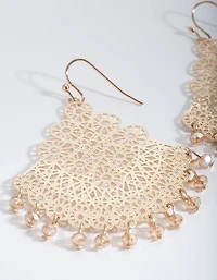 Gold Filigree Chandelier Fan Drop Earrings