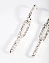 Silver Diamante Chain Link Drop Earrings