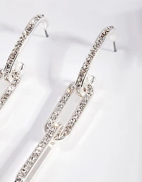 Silver Diamante Chain Link Drop Earrings