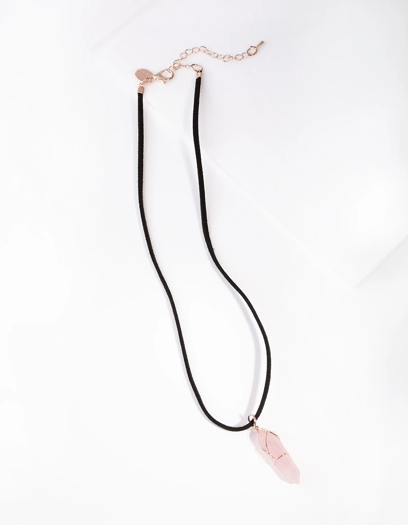 Rose Gold Wire Wrap Rose Quartz Necklace