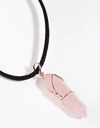 Rose Gold Wire Wrap Rose Quartz Necklace