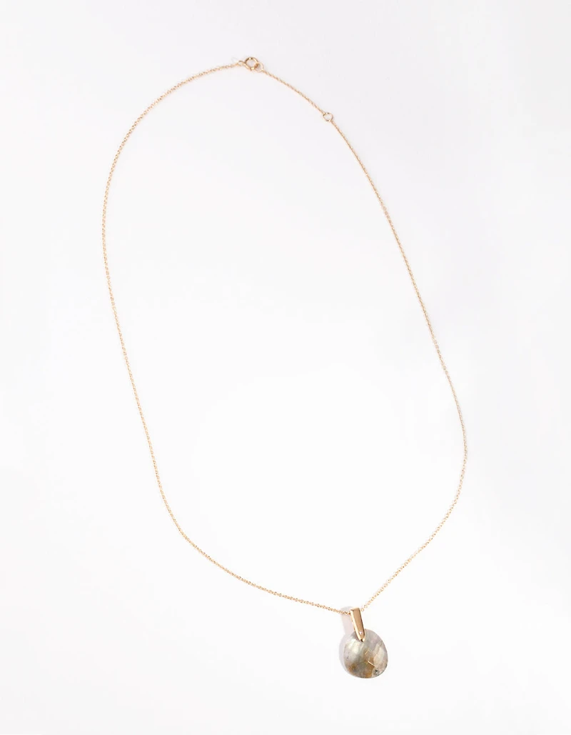 Gold Plated Sterling Silver Faceted Labradorite Pendant Necklace