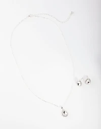 Silver Pear Crystal Jewellery Set