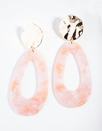Gold Hammered Acrylic Drop Earrings