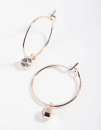 Rose Gold Mini Crystal Hoop Earrings
