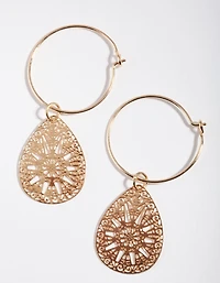 Gold Filigree Hoop Earrings