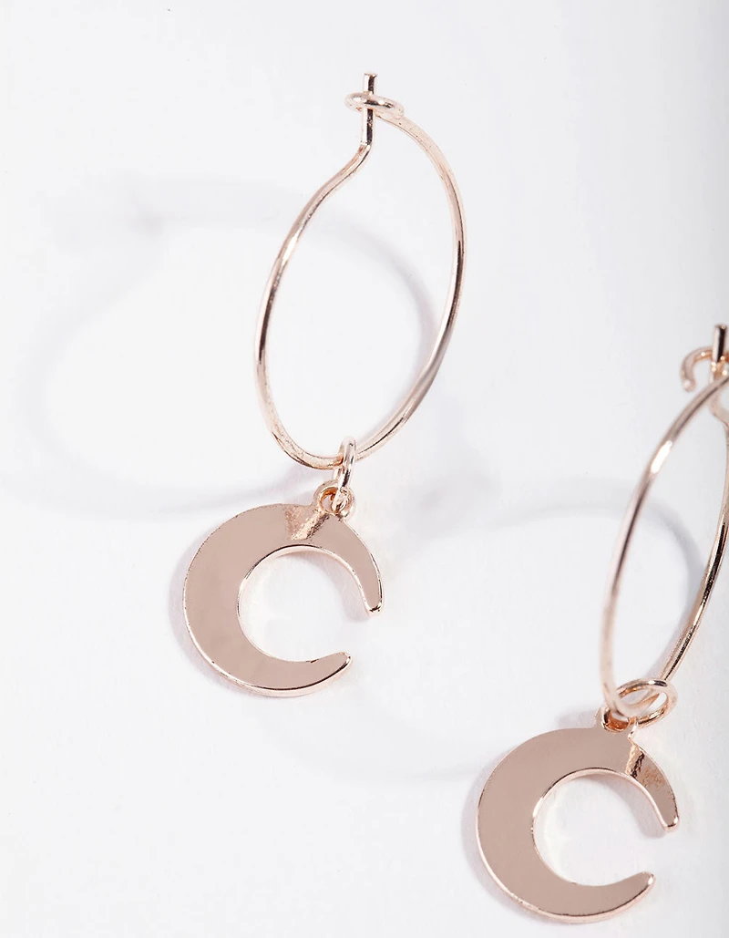 Rose Gold Mini Huggie Moon Earrings