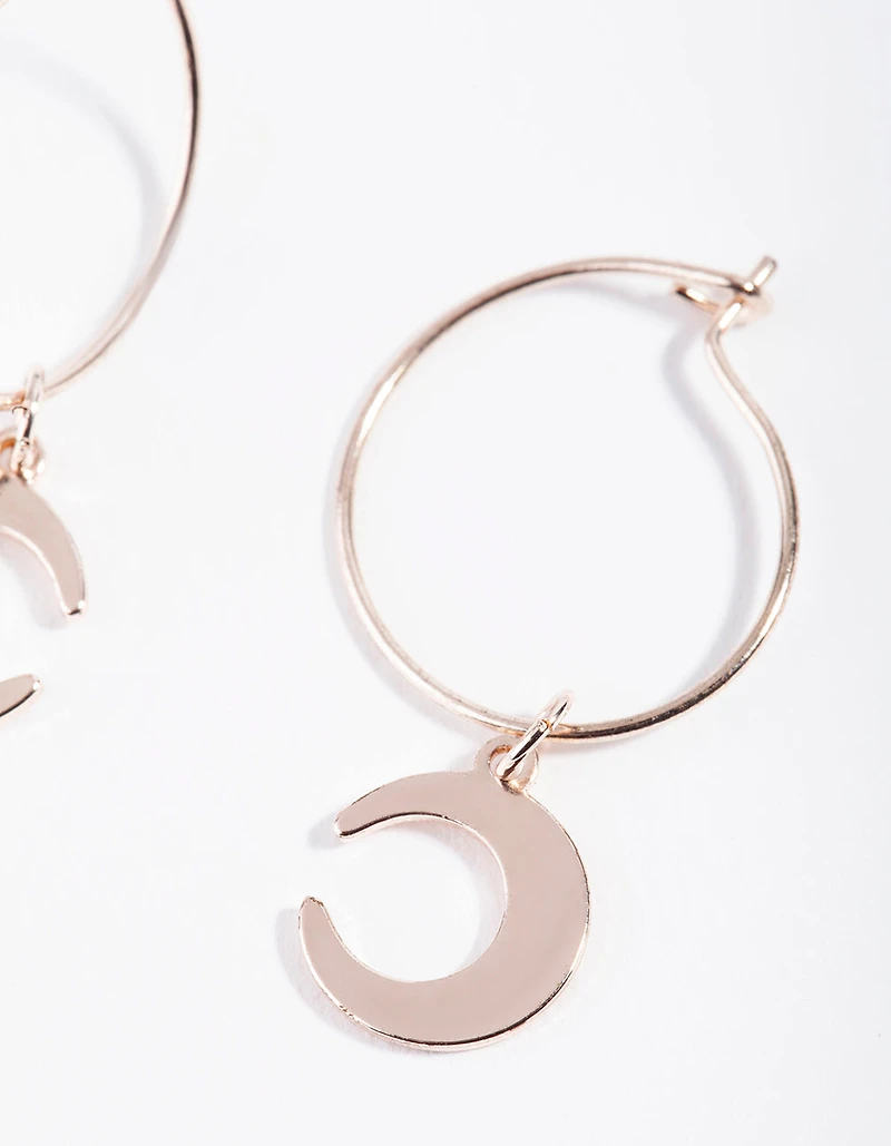 Rose Gold Mini Huggie Moon Earrings