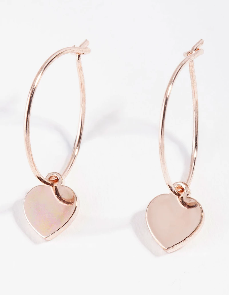 Rose Gold Mini Heart Hoop Earrings