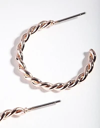 Rose Gold Twisted Hoop Earrings