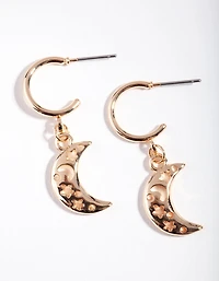 Gold Cut Out Moon Hoop Earrings