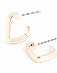 Rose Gold Thick Square Hoop Earrings