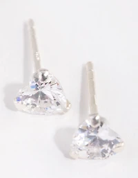 Sterling Silver Diamond Simulant & Cubic Zirconia Heart Stud Earring Pack