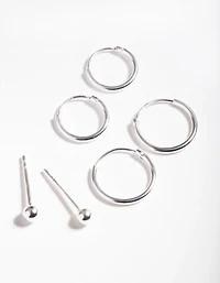 Sterling Silver Ball & Hoop Earring Pack
