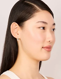 Sterling Silver Oval Drop Huggie Earrings