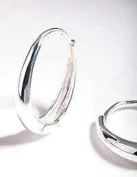 Sterling Silver Oval Drop Huggie Earrings