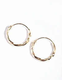 Gold Plated Sterling Silver 13mm Twist Hoop Earrings