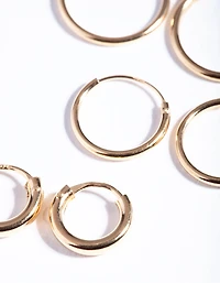 Gold Plated Sterling Silver Mix Thick Hoop Earring Pack