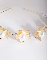 Gold Pearl Flower Headband