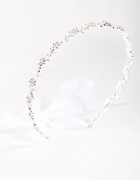 Silver Diamante Flower Tie Halo Headband