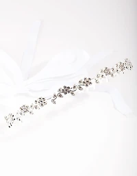 Silver Diamante Flower Tie Halo Headband