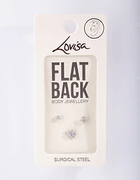 Surgical Steel Fine Flower Flat Back Pack