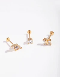 Gold Plated Surgical Steel Fine Butterfly Flat Back Pack