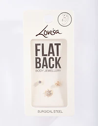 Gold Surgical Steel Fine Flower Flat Back Pack