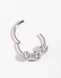 Surgical Steel Cubic Zirconia Triple Star Clicker