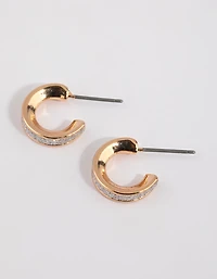 Boucles d’oreilles Huggie à paillettes dorées