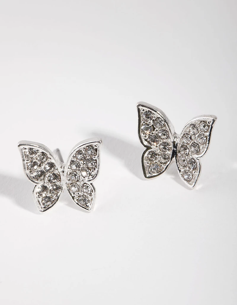 Boucles d’oreilles en forme de papillon en argent Diamante