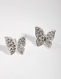 Boucles d’oreilles en forme de papillon en argent Diamante