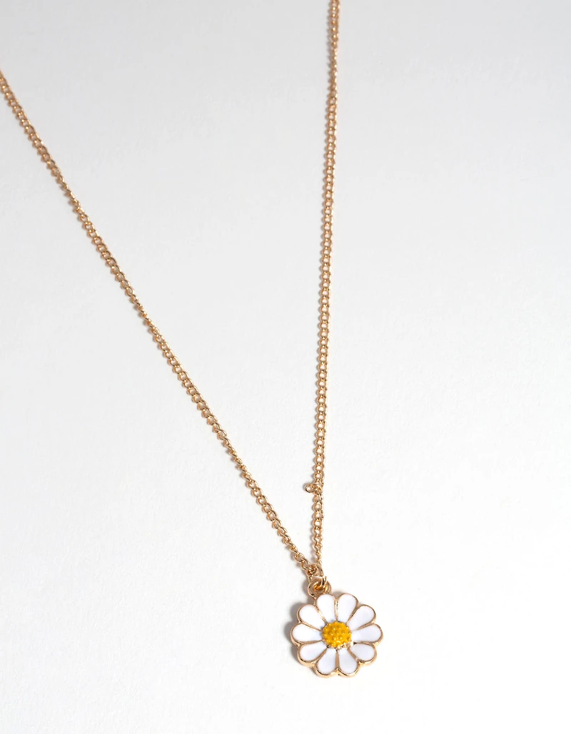 Collier en émail doré avec une marguerite