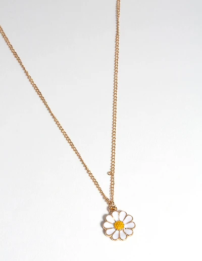 Collier en émail doré avec une marguerite