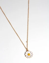 Collier en émail doré avec une marguerite
