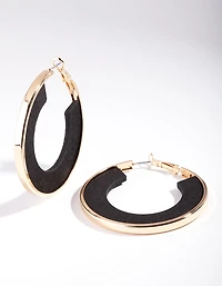 Gold Black Inner Hoop Earrings