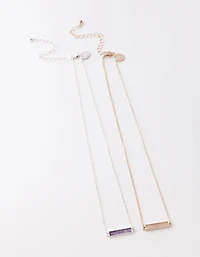 Mixed Metal Semi Precious Bar Bracelet Pack